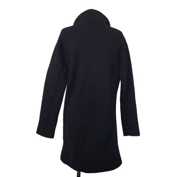 Vince Ribbed 100% Wool Black Sweater Jacket Sz S Heavy Knit Asymmetric Zip - Picture 4 of 10